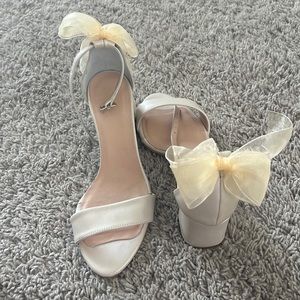 Block Heel Wedding Shoes with Bow